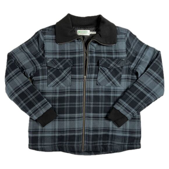 Aventura Women's Medium Organic Cotton Navy Plaid Full Zip Jacket - Picture 1 of 9